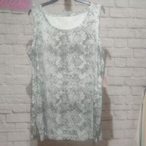 New Directions White and Gray Snake Print Tank Top NWT